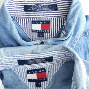 2 Tommy Hilfiger Denim Button Down Shirts Large